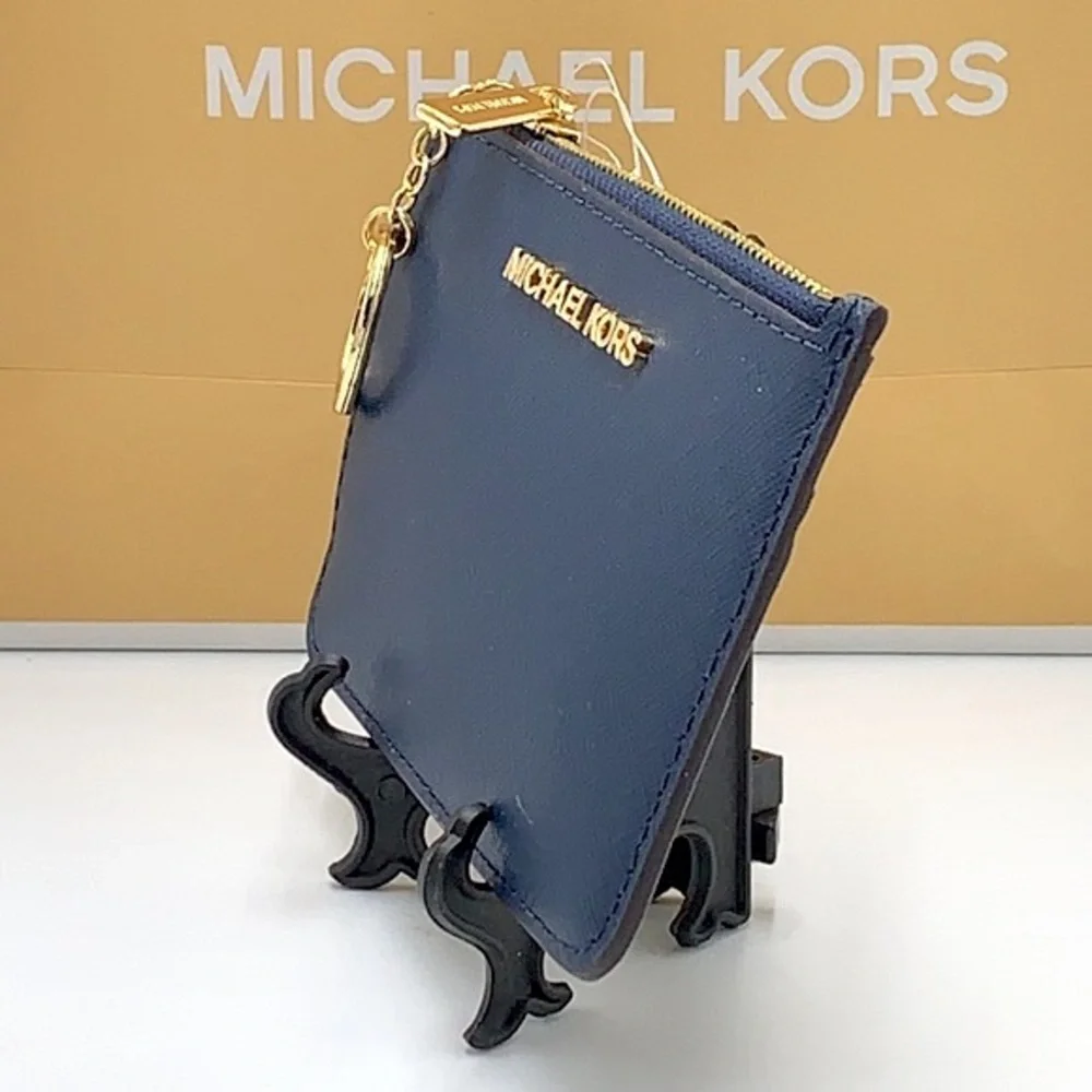 MICHAEL KORS SMALL TOP ZIP COINPOUCH WITH ID CARD NAVY  COLOR